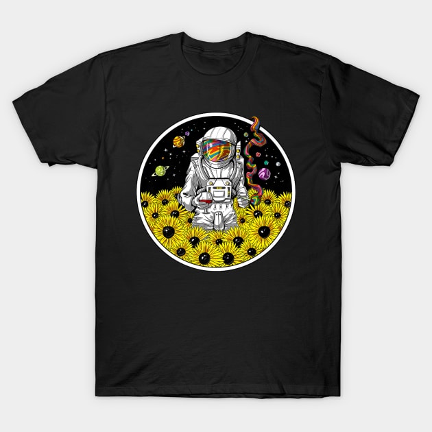 Astronaut Space Sunflowers Hippie T-Shirt by Anite